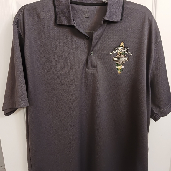 Harley Davidson Honolulu, Hawaii Polo Shirt Preowned Men's Size Large Gray Clr - Picture 2 of 8